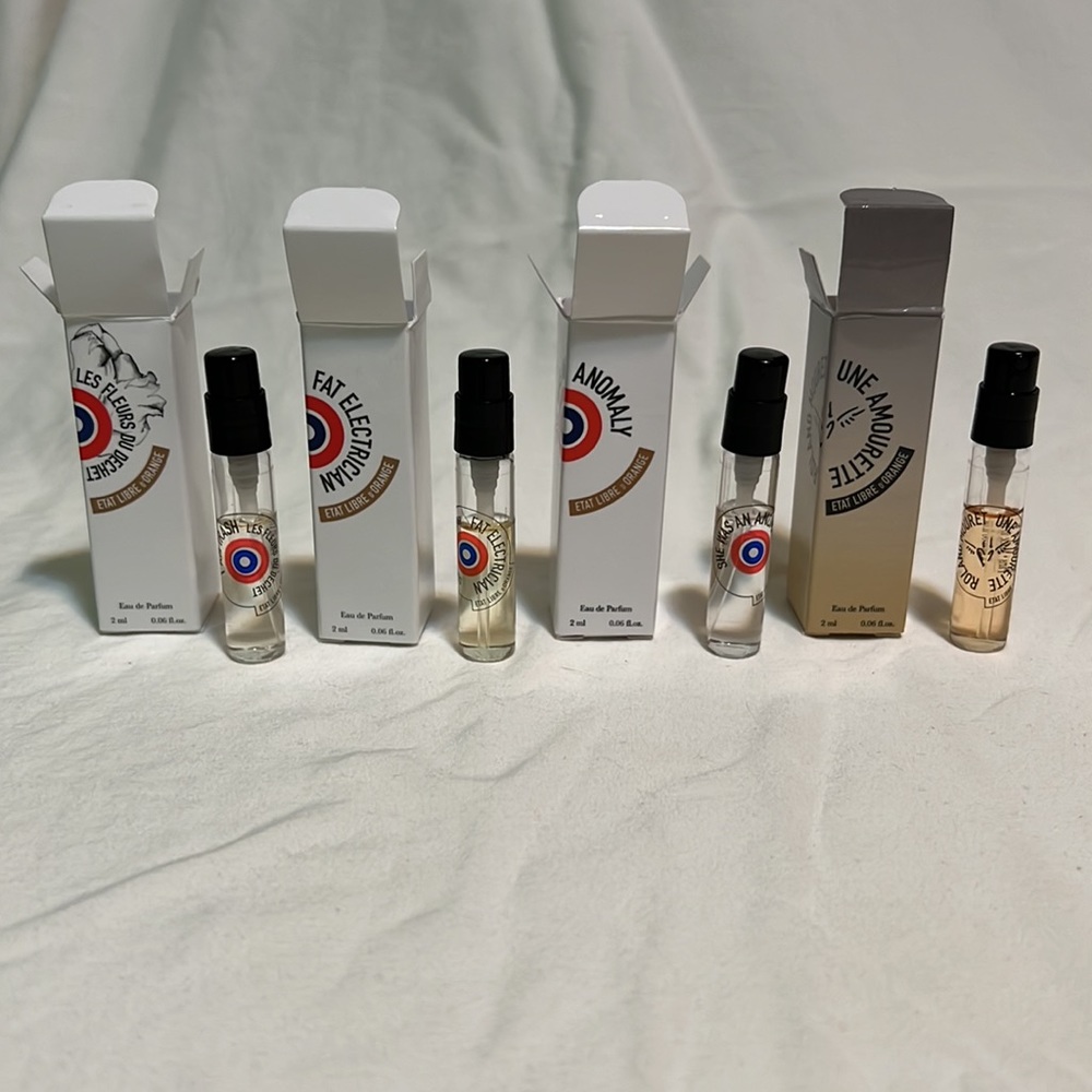 Etat Libre D’Orange eau de parfum perfume fat electrician, I am trash, sampler